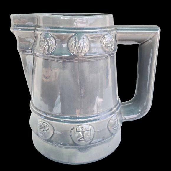 San Clemente Roday California Pottery 60s Vintage Bar Beer Pitcher Mugs Zodiac - Picture 7 of 16